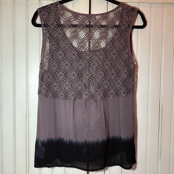 Cream Sleeveless Purple & Black Ombré Top Sz 38 EUC - Picture 2 of 11